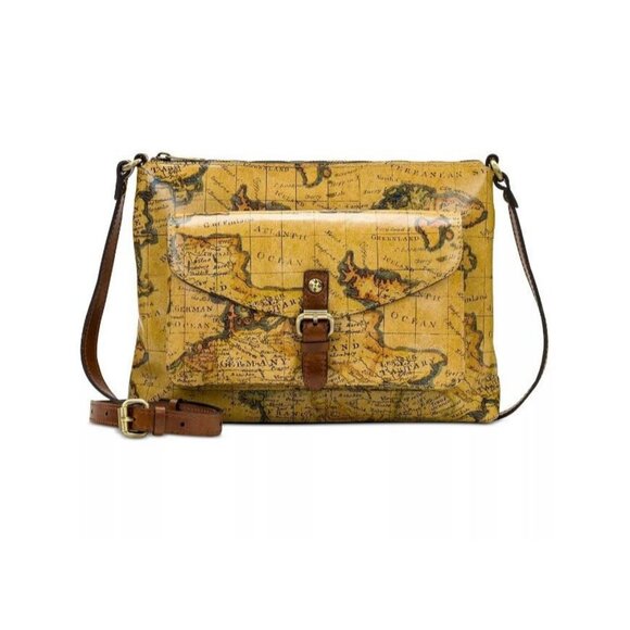 PATRICIA NASH Kirby leather front pocket vintage LG crossbody -European Map - Picture 1 of 9